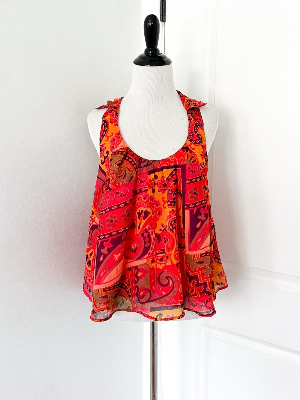 Free People Red & Orange Paisley Swing Camisole - XS